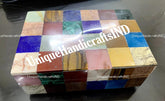 Marble Jewelry Box Multi Color Inlay Stone Mosaic Arts/ Marble Trinket Box Handmade For Home Decor And Gifts Unique Handicrafts IND